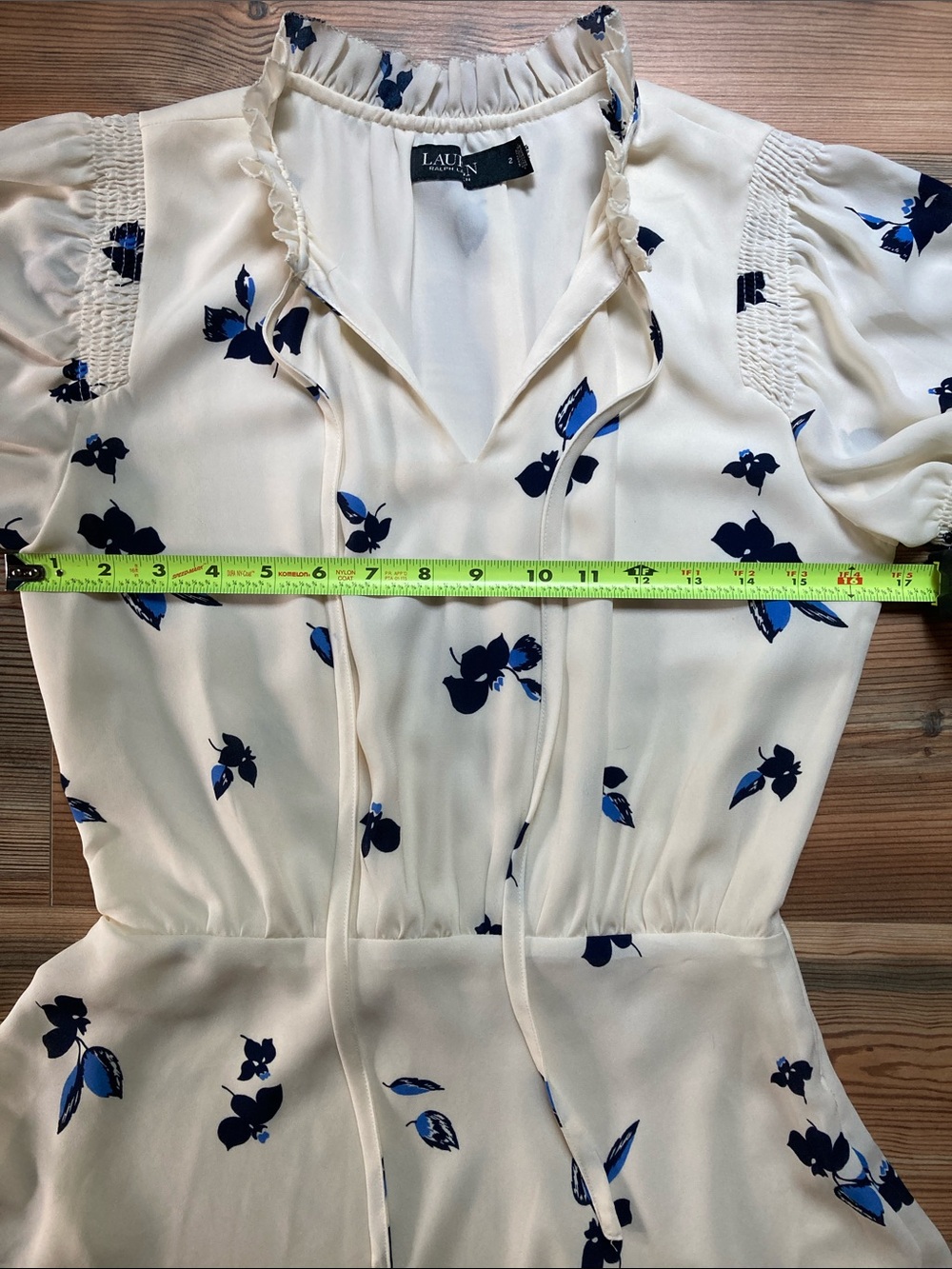 Ralph Lauren Cream Midi Dress with Blue and Black Floral Print - Picture 5 of 7